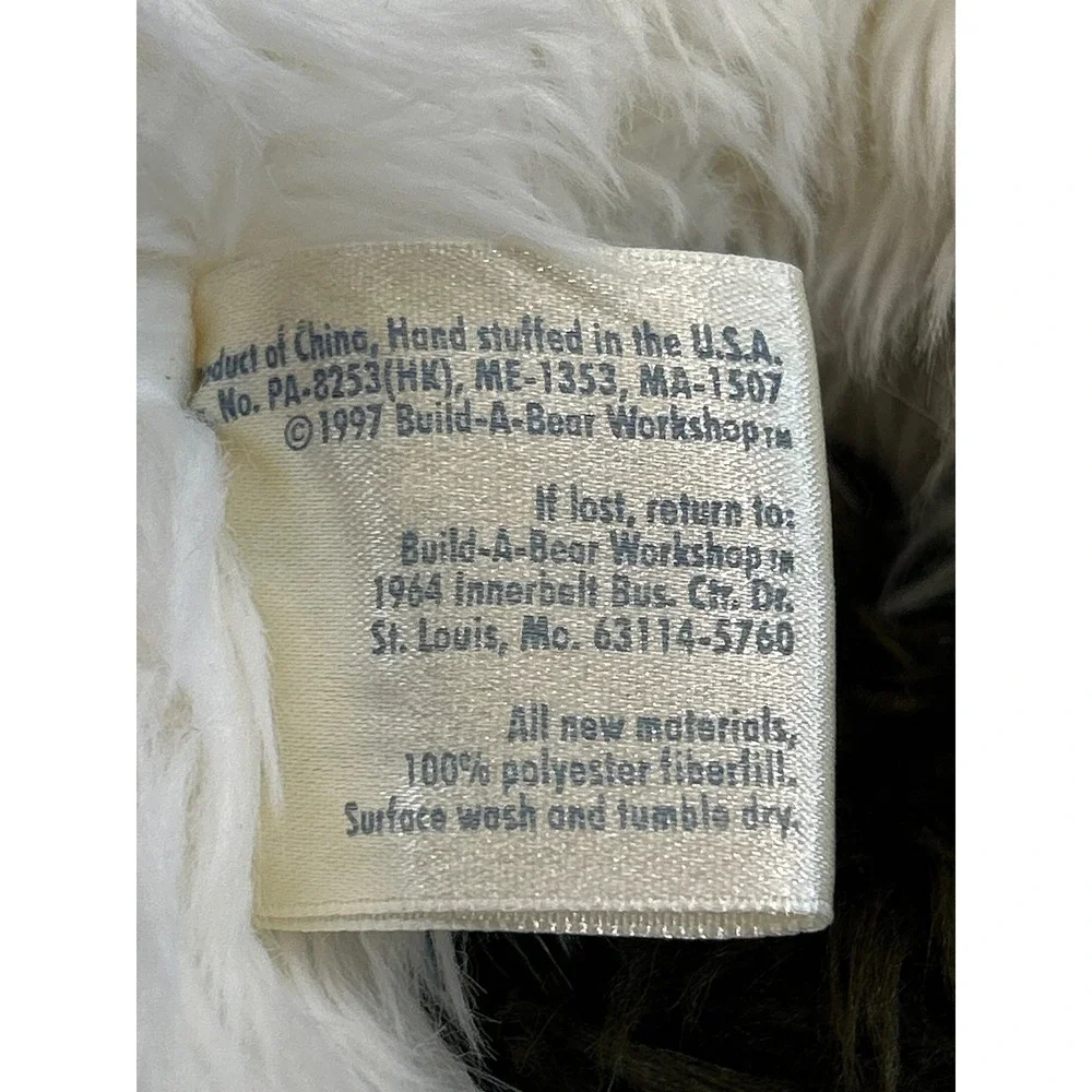 Vtg 90s BAB Build-A-Bear‎ Dog White Brown Shaggy Floppy 19
